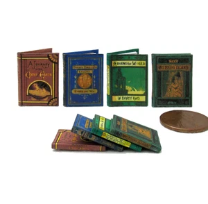 JULES VERNE 4 Pc Dollhouse Miniature 1:12 Scale Illustrated Readable Books - Picture 1 of 10