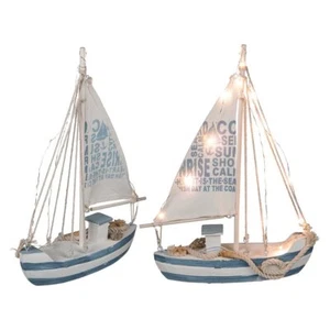 Segelschiff Deko Holz mit 13 LED's Maritim Dekoartikel MEER Schiff Boot Lampe - Bild 1 von 1