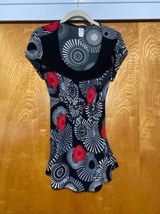 Women's Large Agenda (Maternity?) Blouse Black White Red - Picture 1 of 7