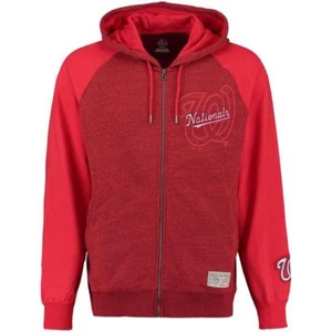 $80 SUDADERA CON CAPUCHA WASHINGTON NATIONALS MAJESTIC SELECT CON CREMALLERA COMPLETA RAGLAN - Imagen 1 de 7