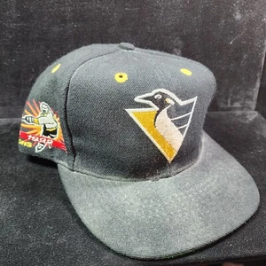Vintage Pittsburgh Pinguine Druckknopflasche Mütze Sport Spezialitäten Wolle Stanley NHL 90er (o) - Bild 1 von 15