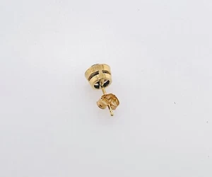 14K Yellow Gold Black Round Diamond Bezel Push Back Single Stud Earring 1.20CTW - Picture 1 of 4