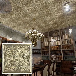 Pressed tin ceiling tiles pvc wall panel for living room PL62 ancient gold 10pcs - Picture 1 of 23