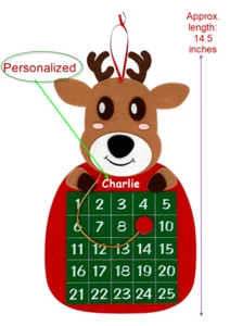 Personalized Reindeer Christmas Advent Calendar for Kids - Picture 1 of 2