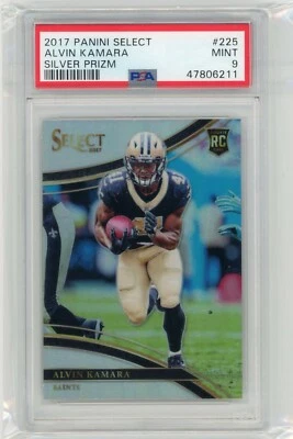 2017 Panini Select #225 Alvin Kamara Silver Prizm PSA 9 - Image 1 of 2