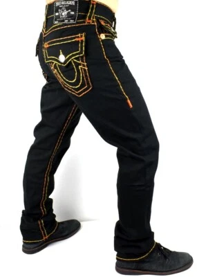 True Religion Men's Ricky Black Rinse Relaxed Straight Super T Jeans - 107917 - Image 1 of 4