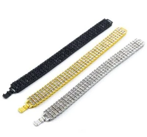 Men's Women New 4 Row Icy Hip Hop White On White/Yellow On Yellow Bling Bracelet - Picture 1 of 4