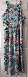 Enfocus Studio Dress Women's 12 Maxi Blue Floral Print Sleeveless Stretch NWT - Picture 1 of 8