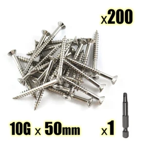 NEW 200 Decking Screws Stainless Steel 304 10G 50mm Merbau Treated Pine Timber - Picture 1 of 5