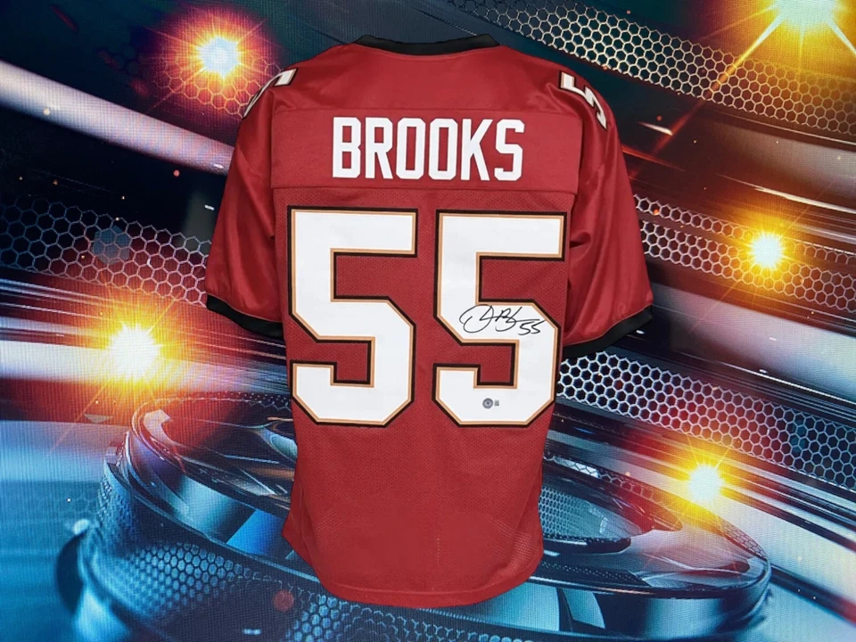 DERRICK BROOKS AUTOGRAPHED CUSTOM TAMPA BAY BUCCANEERS RED JERSEY COA BECKETT - Image 1 of 2