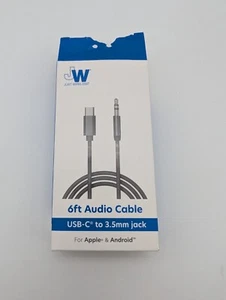 Just Wireless 6ft USB-C to 3.5mm to Audio Cable, Apple & Android Gray - Open Box - Photo 1 sur 3