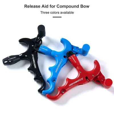 4-Finger Compound Bow Release Adjustable Can Rotate 360° Thumb Release Archery - Image 1 of 4