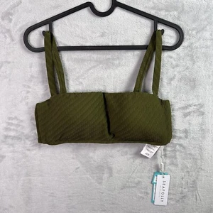 Sea Folly Australia Bikini Top Size 12 Avocado Green Square Neck Cupped NWT - Picture 1 of 11