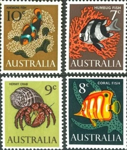 1966 Australian Fish Full MNH Set of 4x First Marine Life Decimal Series Stamps - Picture 1 of 1