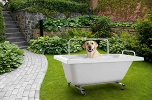 VASCA BAU 120X70 PER CANI LAVAGGIO ANIMALI ACCESSORIATA CON MANIGLIONI E RUOTE - Foto 1 di 3