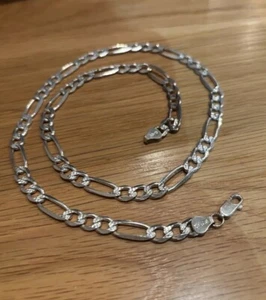 Massive 925 Sterling Silber Figaro Gliederkette Halskette 22" Länge 34g - Bild 1 von 6