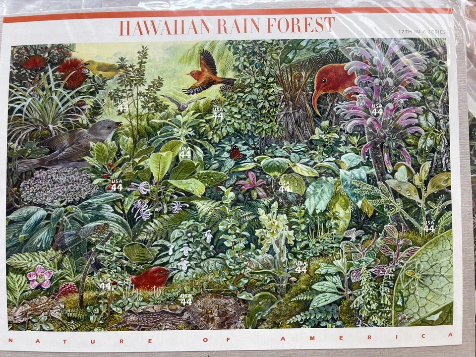 10 Mint HAWAIIAN RAIN FOREST STAMPS: Hawaii, Rainforest, SUPERB / SEALED 4474 - Image 1 of 1