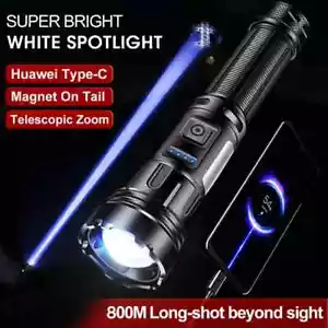 100000000LM Super Bright LED Tactical Flashlight USB Rechargeable LED Work Light - Picture 1 of 20