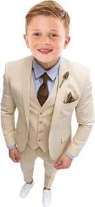 Boys Suits Formal 3 Pieces Wedding Ring Bearer Outfit Kids Tuxedo Suit Set - Picture 1 of 34