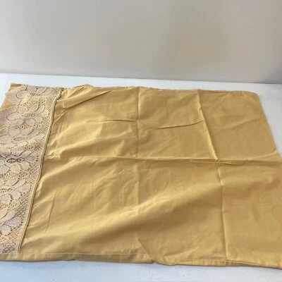 pillowcase standard tan gold lace trim cotton blend modern classic - Image 1 of 4