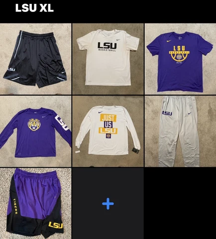 Nike LSU Clothes Gear Lot Shirts XL Sweat Sleeve Dri Fit Polo Geaux Tigers 1 2 3 Cover