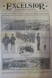 LIBAN TRIPOLI BENGHAZI GUERRE SOLDATS TURCS et ITALIENS  EXCELSIOR SEPT 1911 - Picture 1 of 1
