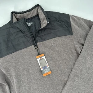 Eddie Bauer Mixed Media Pullover Mens XXL 1/4 Zip Long Sleeve Charcoal Heather - Afbeelding 1 van 16