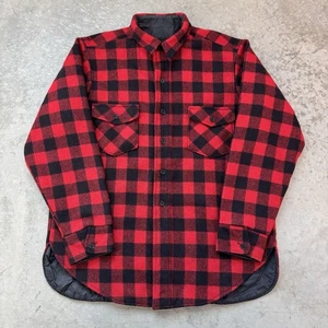 LL Bean Vintage USA Made Wool Buffalo Plaid Insulated Shacket Jacket Size Large - Picture 1 of 12