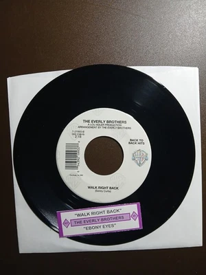 THE EVERLY BROTHERS Walk Right Back / Ebony Eyes 45 Vinyl Record w/Title Strip - Image 1 of 2