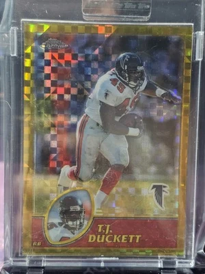 2003 Topps Chrome T.J. Duckett #42 Gold Xfractors #/101 Atlanta Falcons - Image 1 of 2
