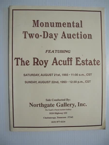 AUKTIONSKATALOG: 1993 VERKAUF DES ROY ACUFF NACHLASS COUNTRY MUSIK. TENNESSEE - Bild 1 von 4
