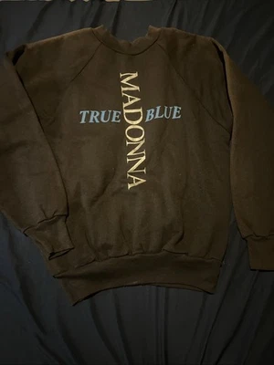 Sudadera de concierto vintage Madonna True Blue 1986 negra descolorida por el sol en la parte superior Foto 1 de 3