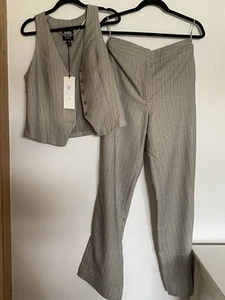 Gorgeous River Island diamanté grey blazer two piece with trousers. Brand new. - Picture 1 of 5