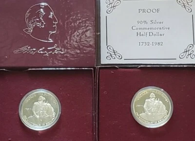 2 -1982 George Washington Commemorative Half Dollar Silver Proofs - .90% Silver - Image 1 of 4