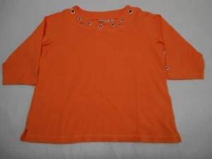 Quacker Factory Orange Boat Neck Swarovski Details Shirt Top Size Medium - Picture 1 of 8