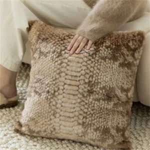 18x18in Luxury Fake Fur Leather Throw Pillow Covers Sofa Cushion Pillows Case - Picture 1 of 20