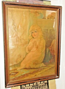 GREAT AESTHETIC FRAME GOLD BLACK BROWN 18X25" VICTORIAN GIRL IN PRAYER - Picture 1 of 12