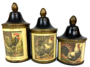 Andalusians Rooster & Hen Canister Set of 3 Made in Italy Rare Vintage Old World - Picture 1 of 12