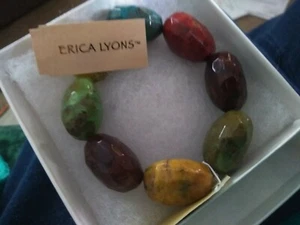 Erica Lyons Bold Chunky Faceted Bead Stretch Bracelet - Picture 1 of 3