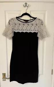GREAT PLAINS DRESS LACE BLACK Size S 8 10 short SLEEVES party Smart Cotton - Picture 1 of 3