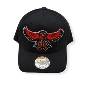 Mitchell & Ness Atlanta Hawks 110 Flex Fit Black Adjustable Snapback Hat Cap - Picture 1 of 6