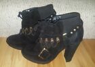 Opening Ceremony Black High Heel Ankle Boots Shoe Size 8.5/39 Harness Steampunk