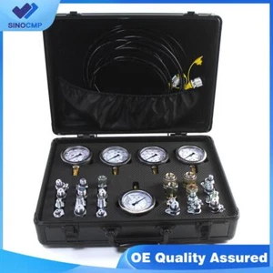Hydraulic Pressure Test Kit w/ 5 Gauge 3 Test Hoses 24 Couplings for CAT Komatsu - Picture 1 of 10
