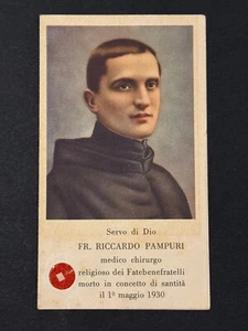 holy card relic santino reliquie reliquia "SIERVO DI DIO FR. RICCARDO PAMPURI" - Imagen 1 de 2