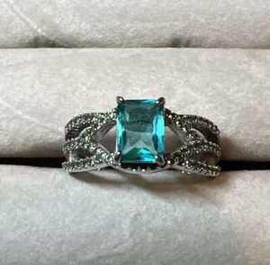 NWOT Ring Bomb Party RBP2164 Aqua Blue Topaz & Emerald SZ 9 - Picture 1 of 8