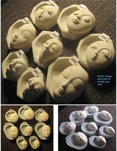 YOUR CHOICE - FG Flexible Silicone Push Molds of Round Oval Sun Moon Doll Face   - Picture 1 of 21