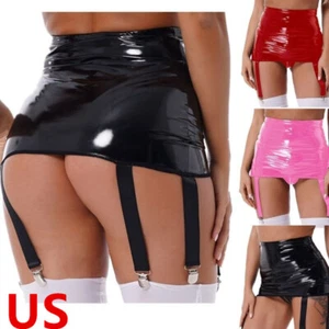 Damen High Waist Minirock Strumpfband mit 6 Trägern Metallclip Strapsgürtel - Bild 1 von 61