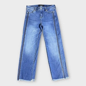 Pantalones de mezclilla Liverpool para mujer 6 azules The Crop pierna recta cremallera frontal lavado medio - Imagen 1 de 17