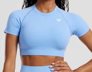 Women’s Best Power Seamless Large Short Sleeve Crop Top Cornflower Blue NWT - Picture 1 of 2
