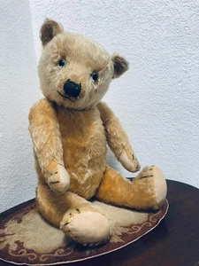 Antiguo oso de peluche Mohair inglés 1938 Chiltern para Hamleys 23" todo original - Imagen 1 de 22